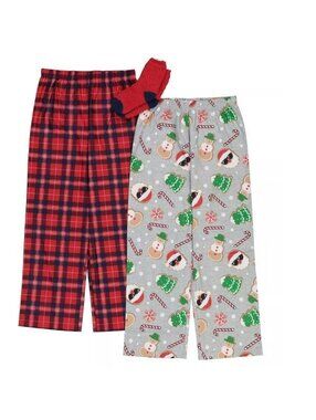 Up Late Christmas Santa Snowman Pajamas 6/8 Boys Lounge Pants & Socks 3 Pc